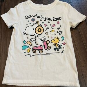 Old Navy White Snoopy & Woodstock Roller Skating Tee